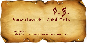 Veszelovszki Zakária névjegykártya